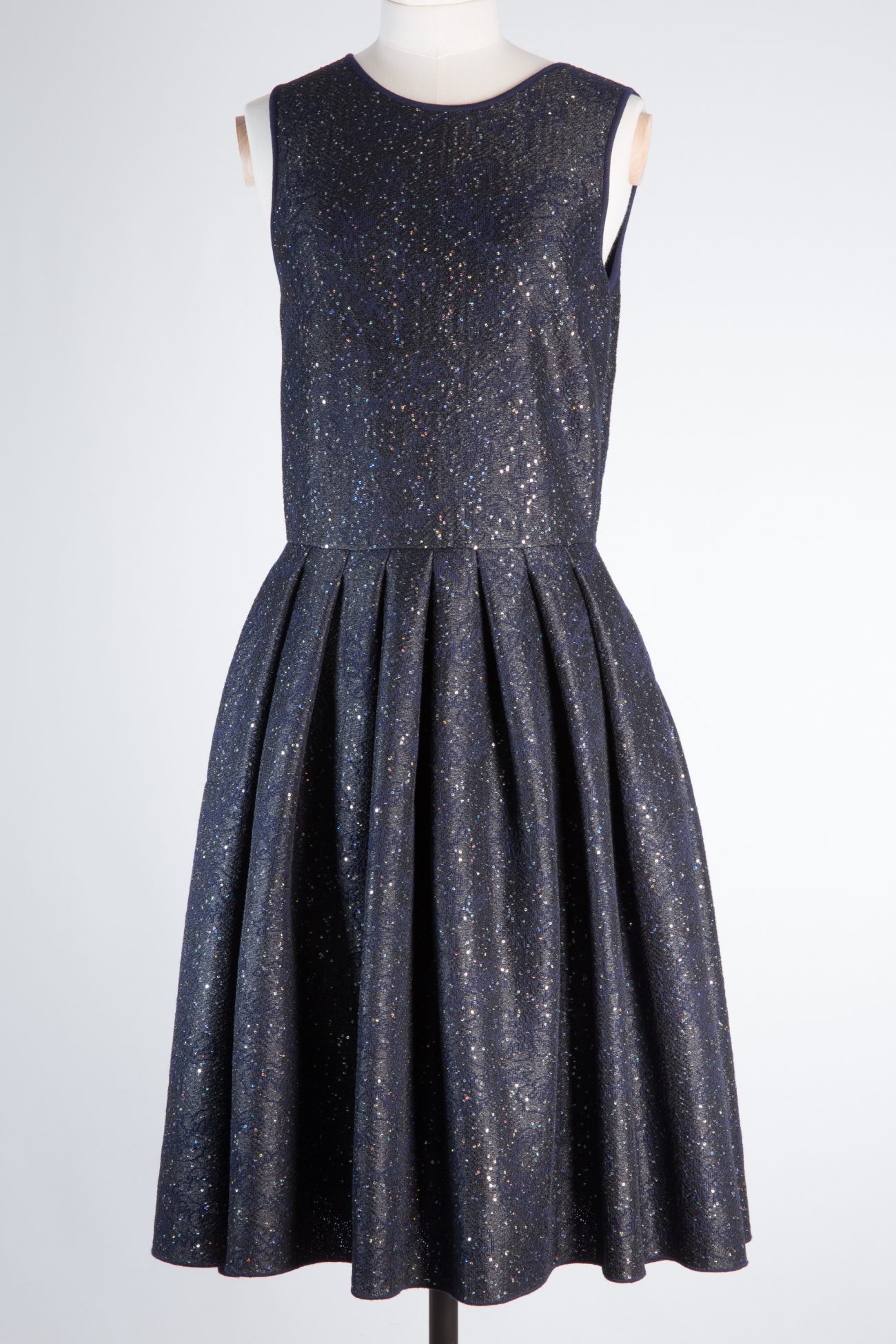 Louis Vuitton Blue Tweed Skater Dress, Blue, 40