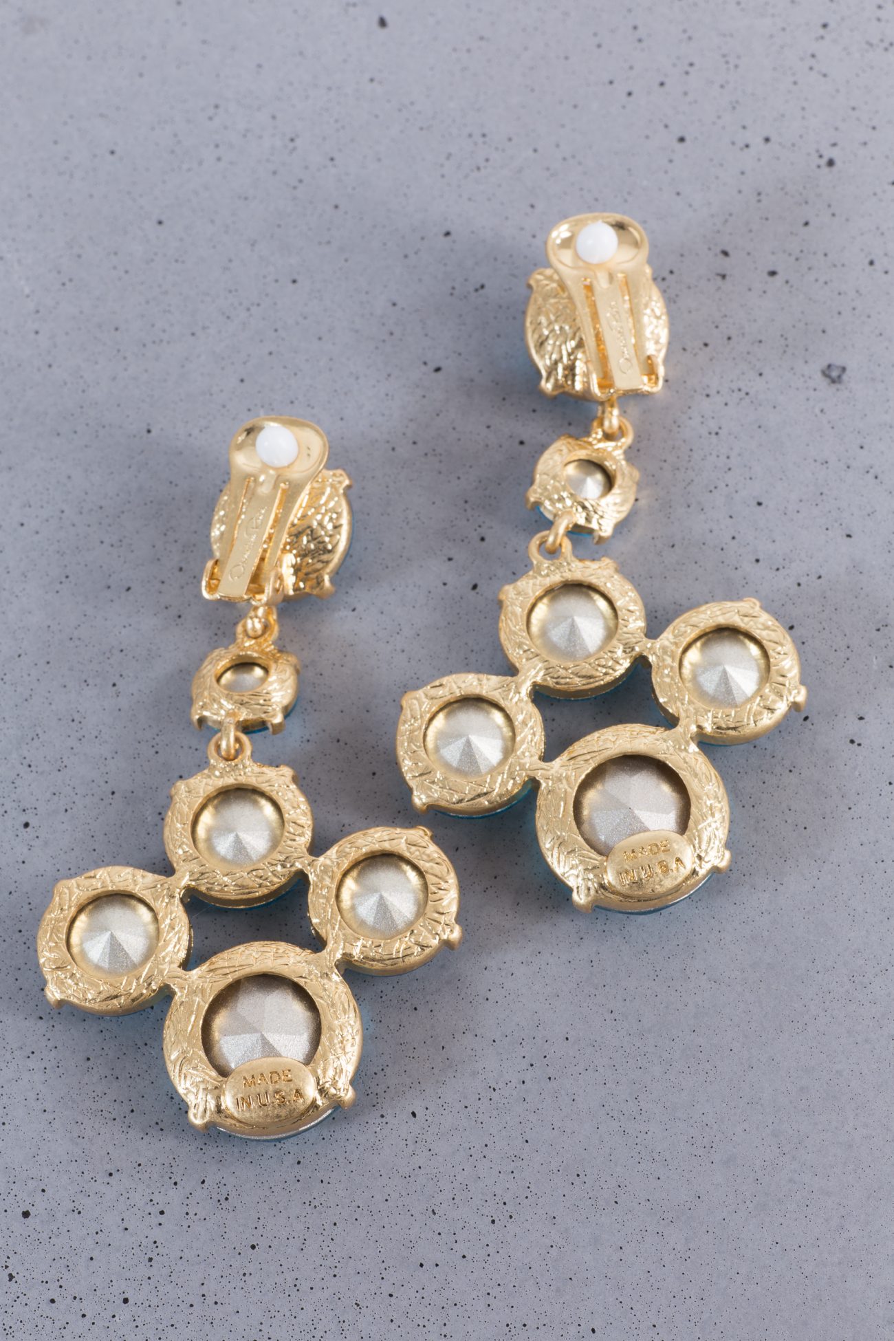 Oscar De La Renta Crystal Clip Earrings