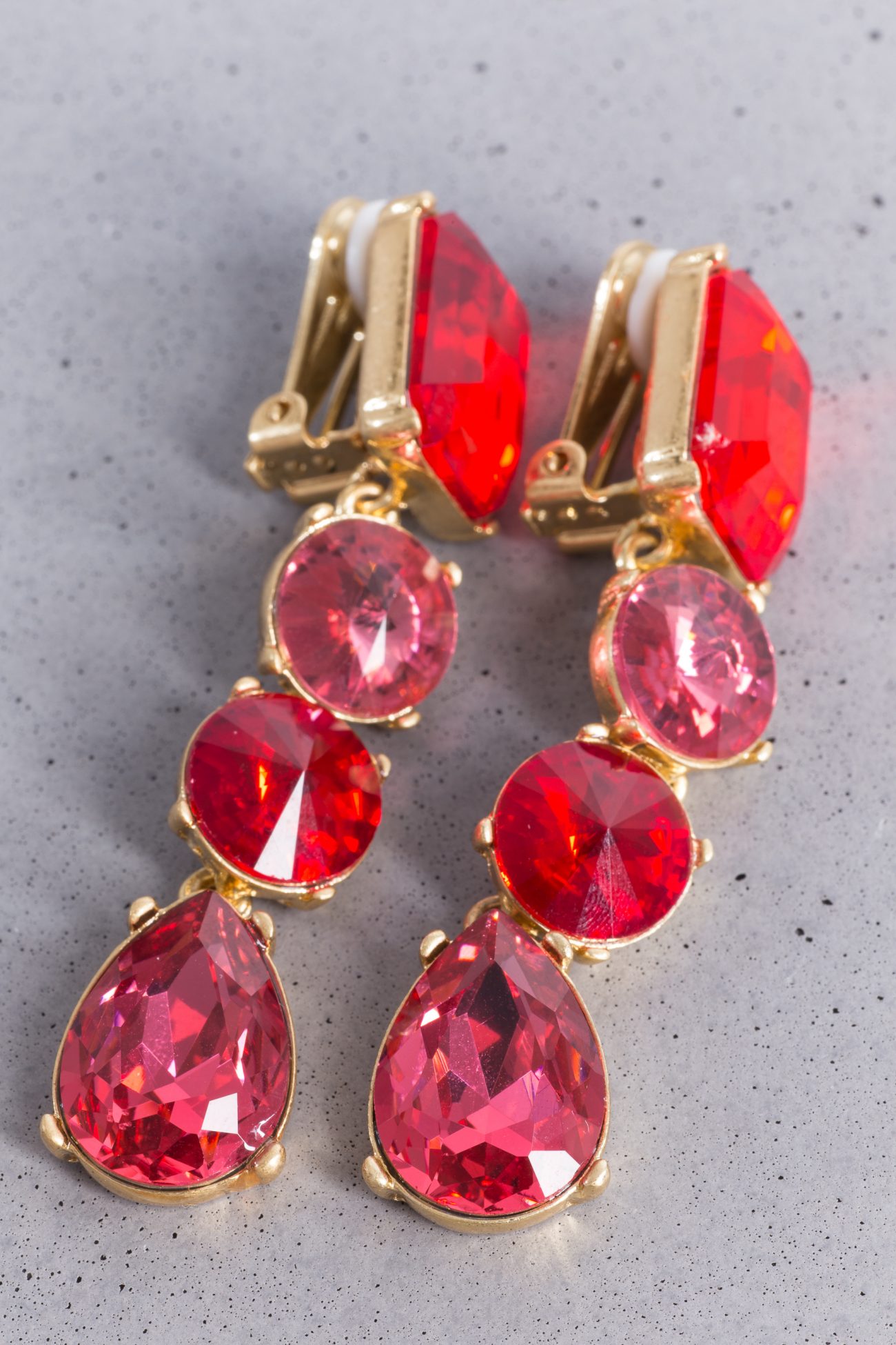 Oscar de la Renta Drop Gold Crystal Clip Earrings