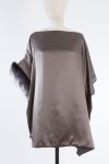 Brunello Cucinelli Feather-Trimmed silk top