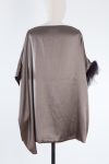 Brunello Cucinelli Feather-Trimmed silk top