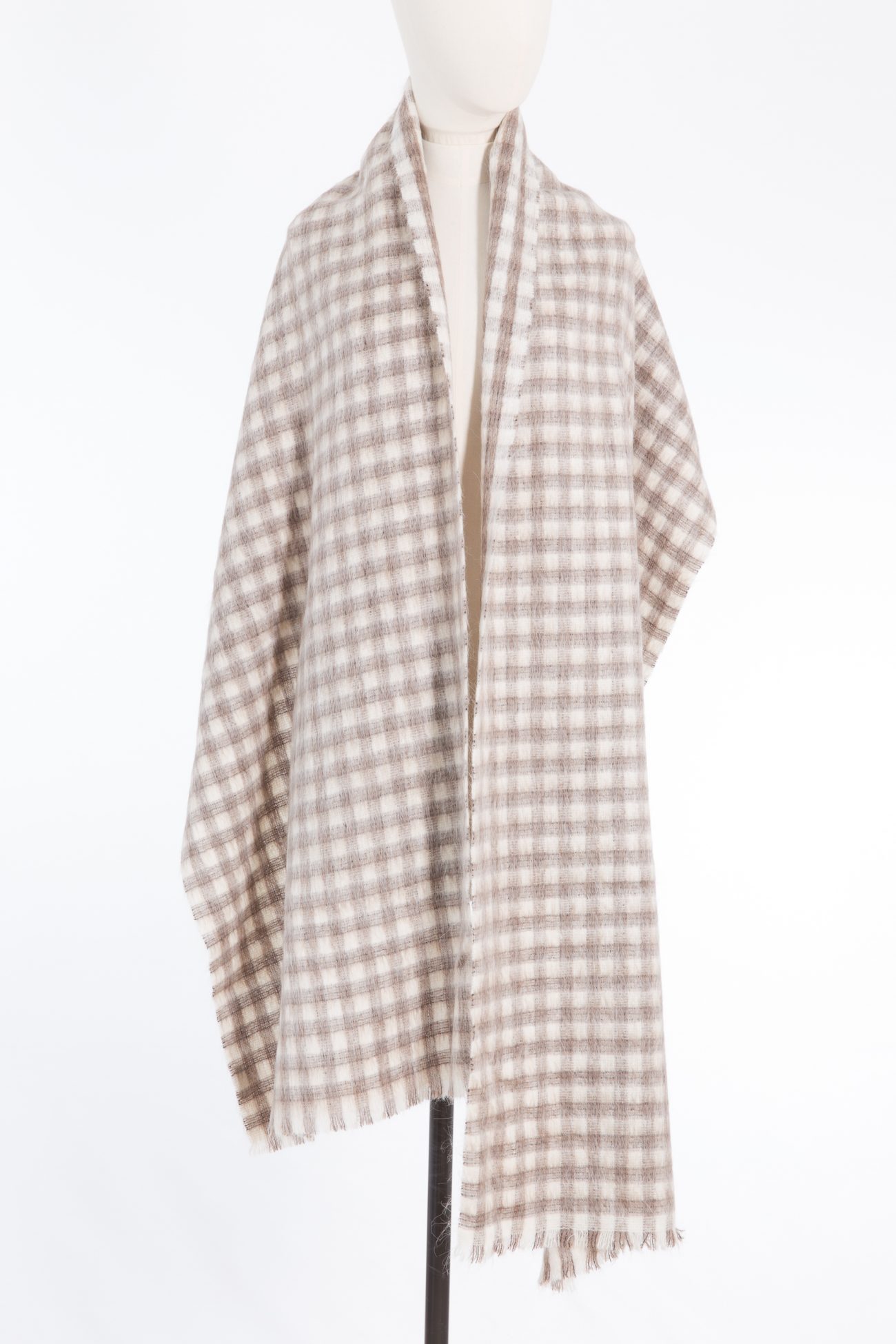 Brunello Cucinelli fringed checked alpaca and wool-blend scarf