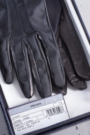 Prada nylon and leather long gloves