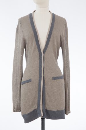 Brunello Cucinelli sequin-embellished linen and silk-blend cardigan