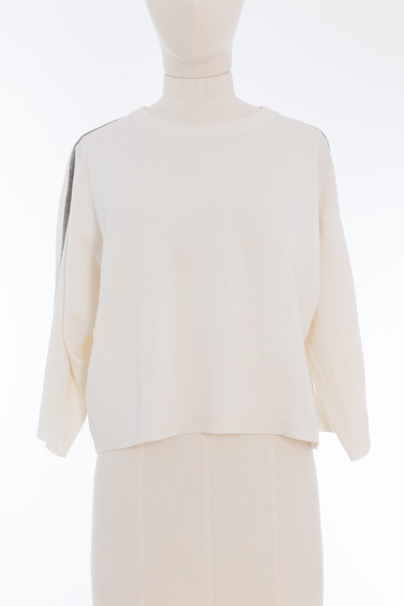 Brunello Cucinelli bead-embellished cashmere and wool-blend cropped sweater