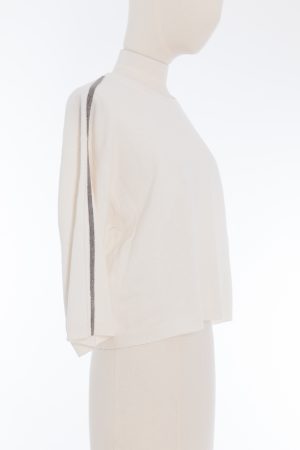 Brunello Cucinelli bead-embellished cashmere and wool-blend cropped sweater