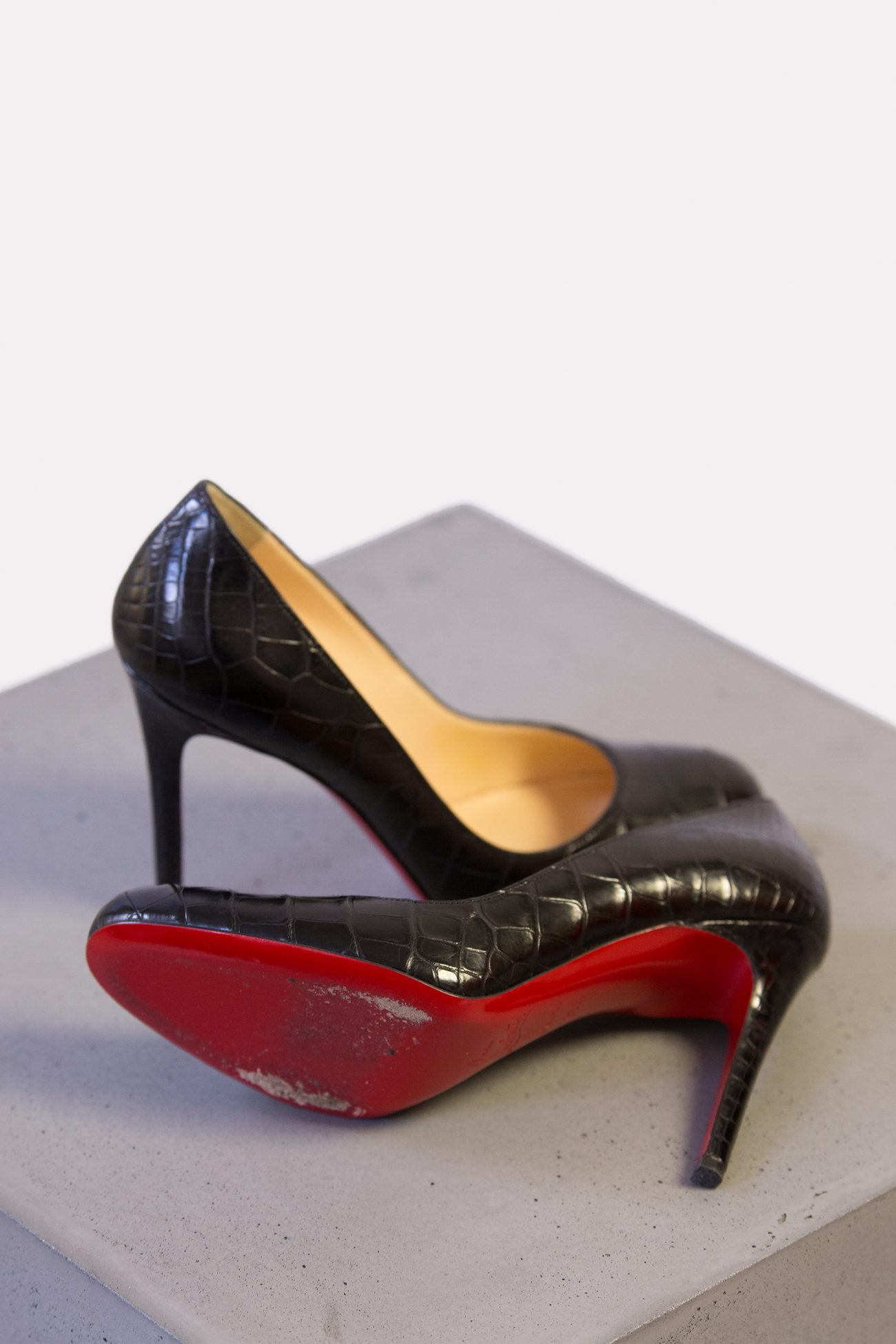 Christian Louboutin Croco leather pumps