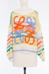 Loewe Anagram-appliqué striped mohair-blend sweater