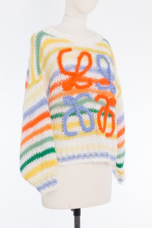Loewe Anagram-appliqué striped mohair-blend sweater