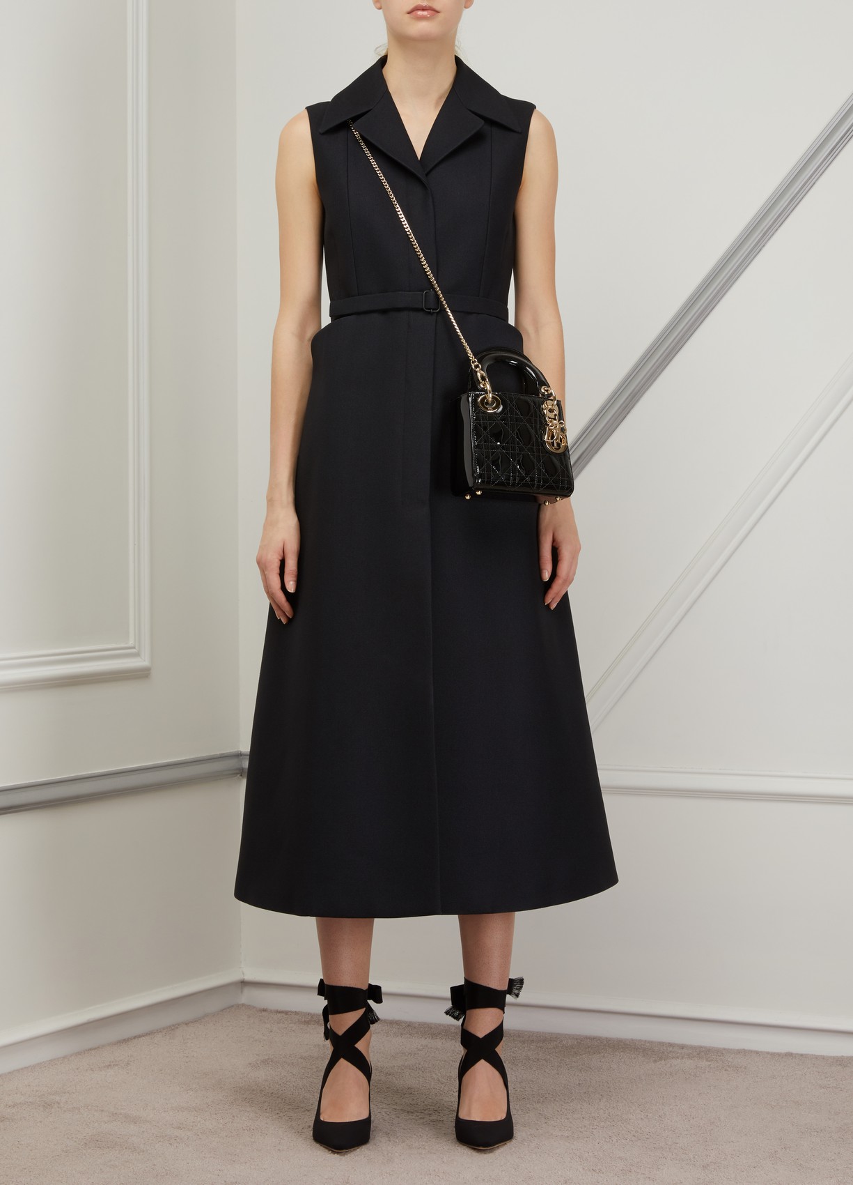 Dior Silk ottoman belted long dress-vest