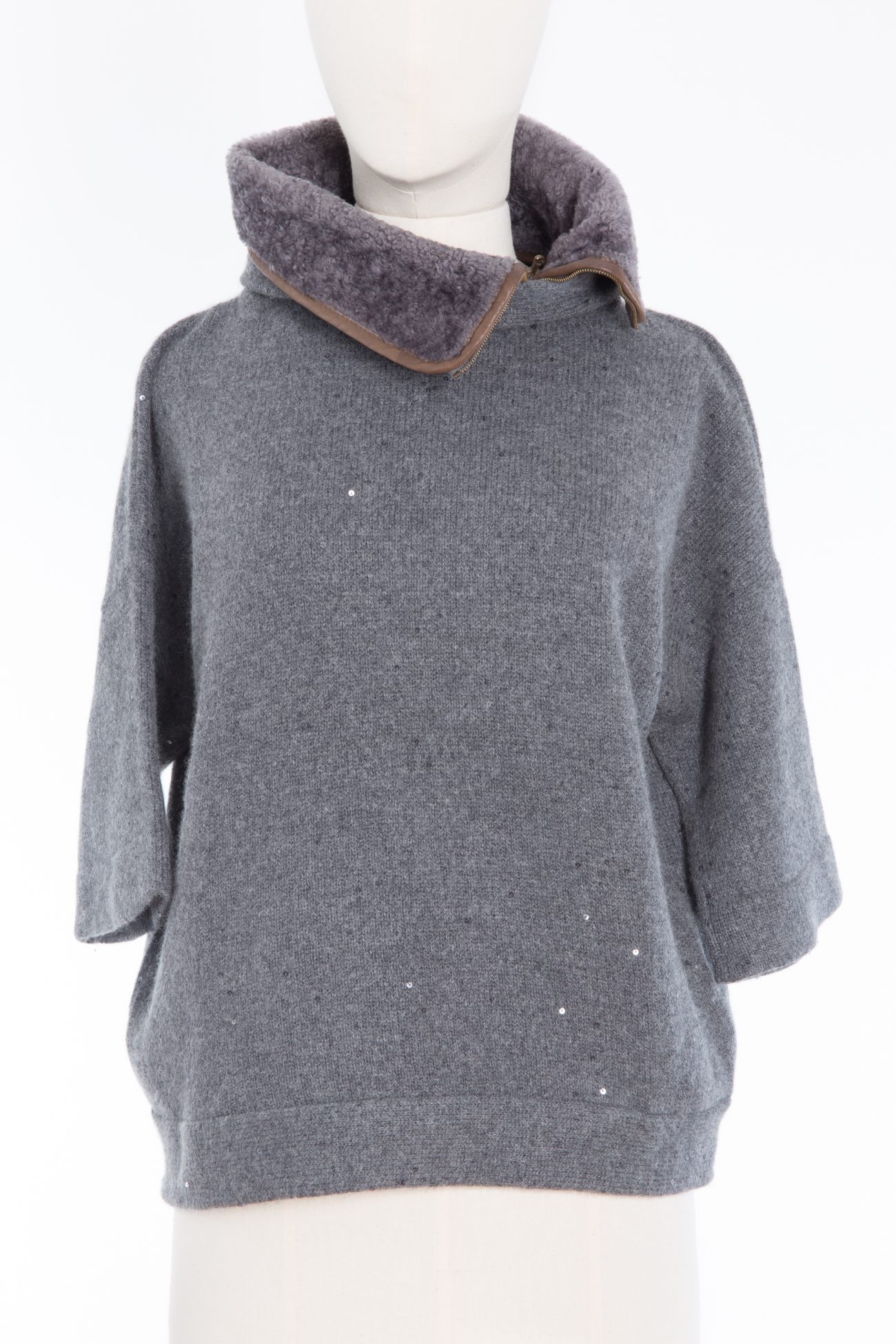 Brunello Cucinelli sweater with shearling collar