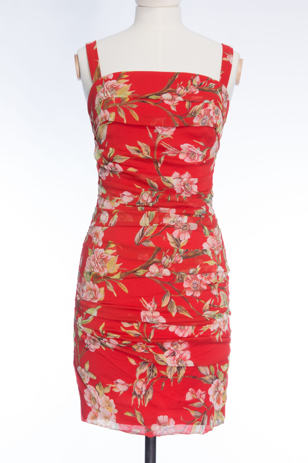 Dolce&Gabbana Floral-print silk-blend mini dress, red, IT40