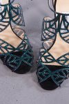 Jimmy Choo Black Multicolor Crystal Embellished Suede Kallai Leaf Sandals