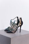 Jimmy Choo Black Multicolor Crystal Embellished Suede Kallai Leaf Sandals