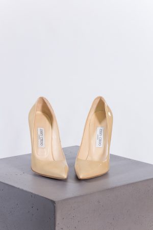 Jimmy Choo Anouk 120 Patent Leather Pump in Nude