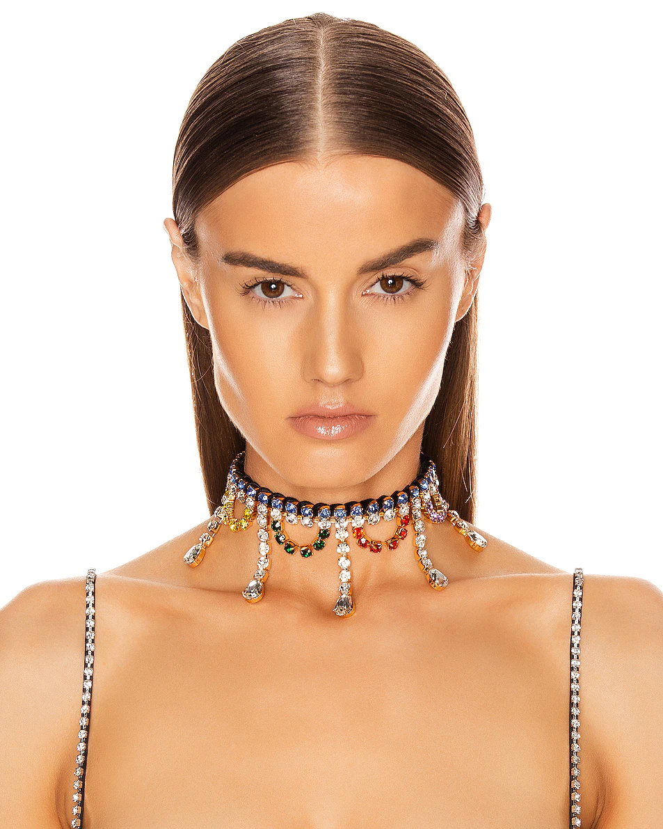 Area Scalloped Crystal Drop Choker
