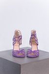 Stuart Weitzman Suede Purple Lace Up Heels