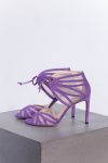Stuart Weitzman Suede Purple Lace Up Heels
