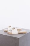 Chanel White Leather Embellished CC Flat Espadrille