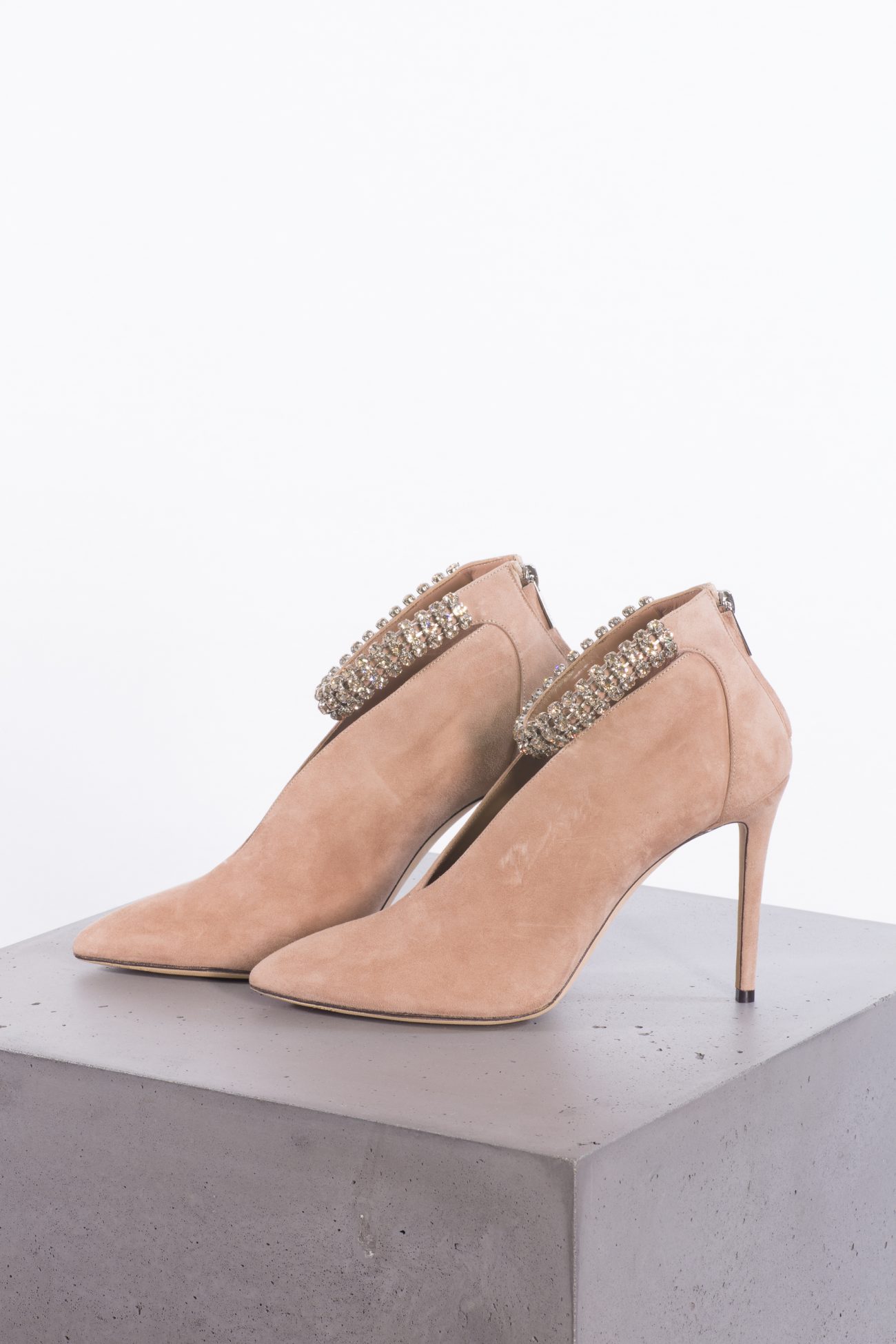 Jimmy Choo LUX 100 SUEDE PUMPS IN BEIGE-PINK