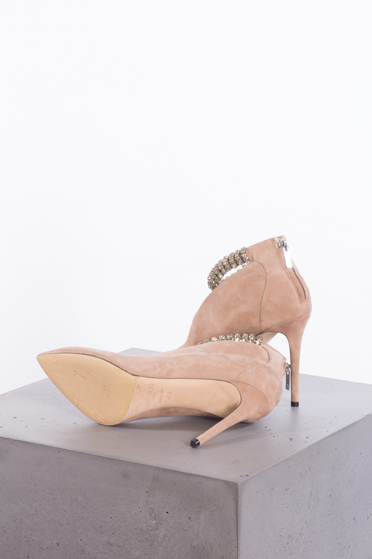 Jimmy Choo LUX 100 SUEDE PUMPS IN BEIGE-PINK