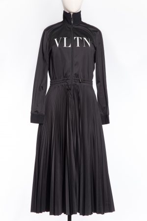 Valentino Maxi Black/ White VLTN Jersey Dress 