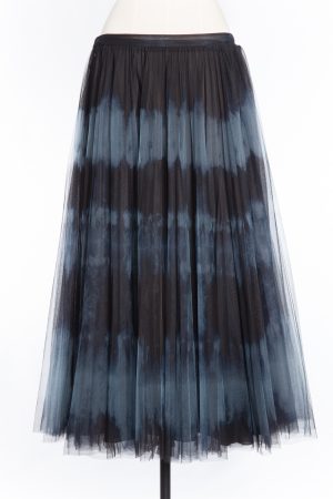 Christian Dior Mid-Length Pleated Skirt From Plumetis Tulle in Black/Grey
