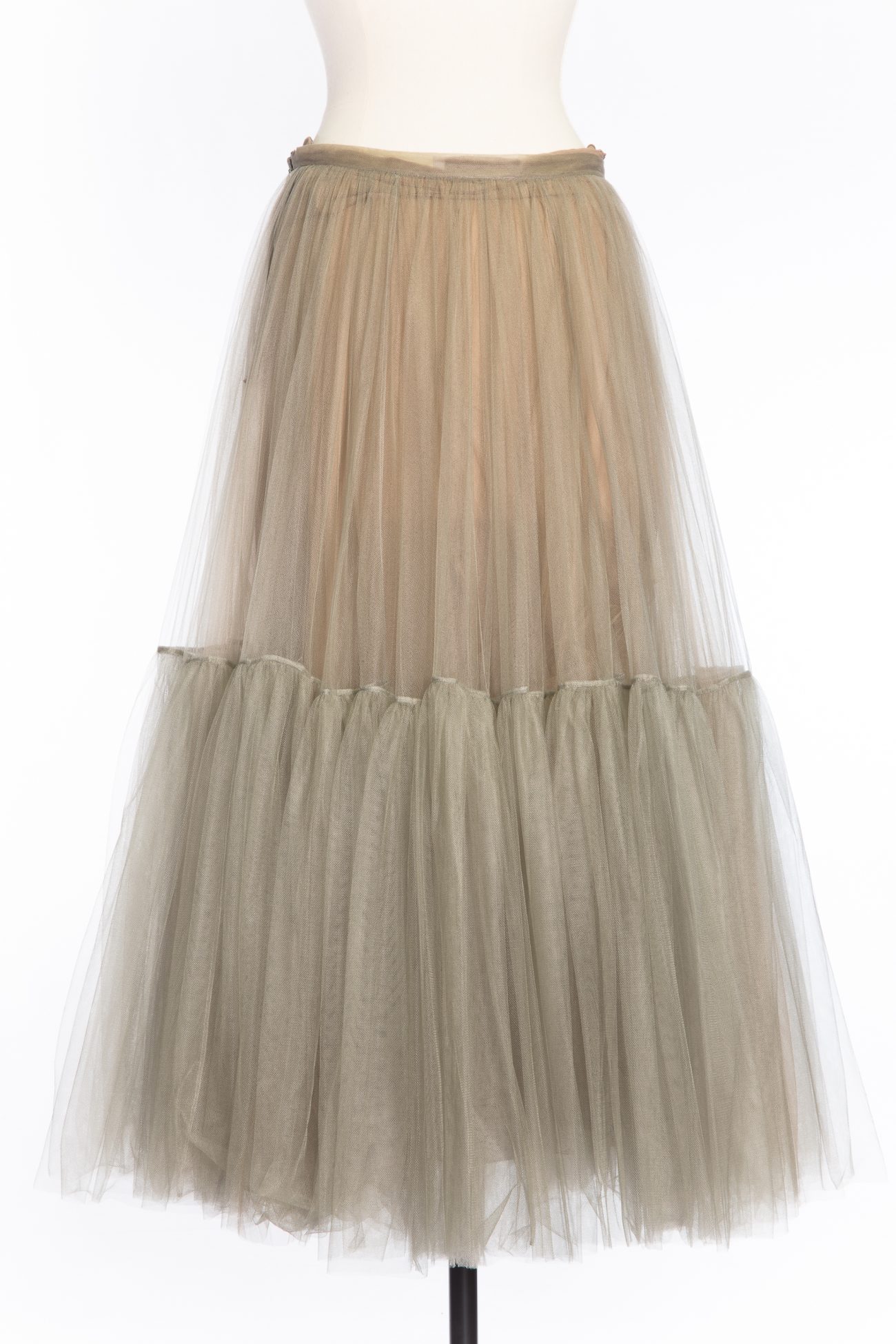 Christian Dior Blush Beige Mesh Pleated Tulle Layered Skirt