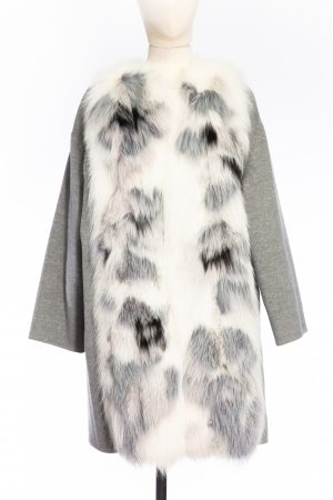 Fendi Double-Cashmere Coat Marbled Fox fur Front