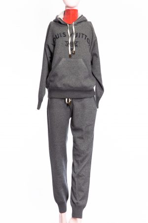 Louis Vuitton Embroidered Signature Cashmere Hoodie and Sweatpants Grey