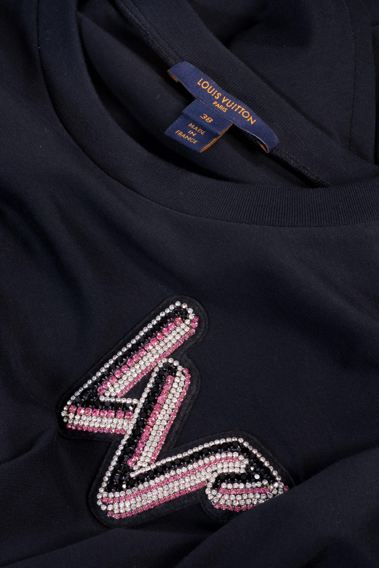 Louis Vuitton Black crystal-embellished cotton pullover T-shirt dress