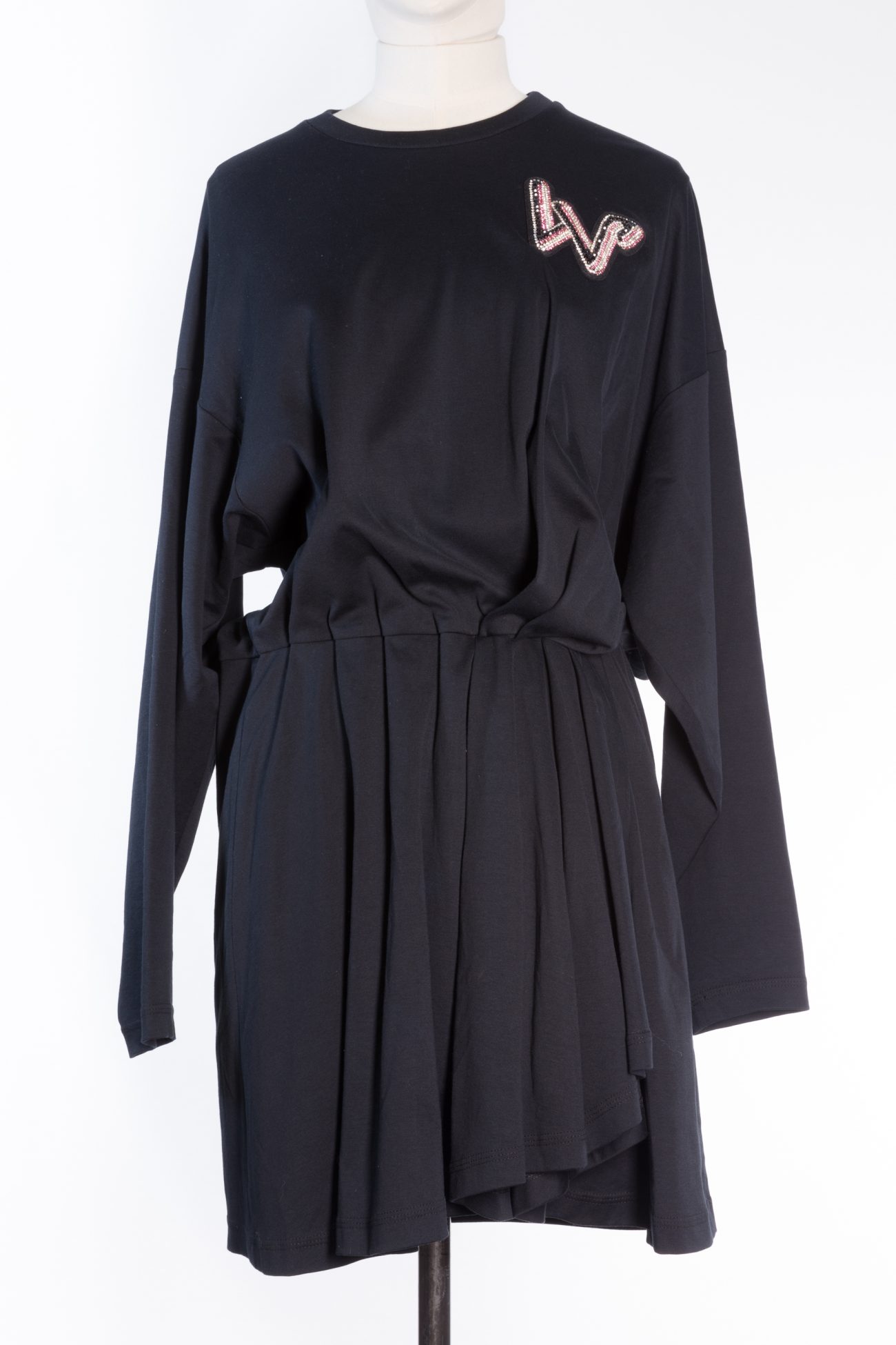 Louis Vuitton Black crystal-embellished cotton pullover T-shirt dress