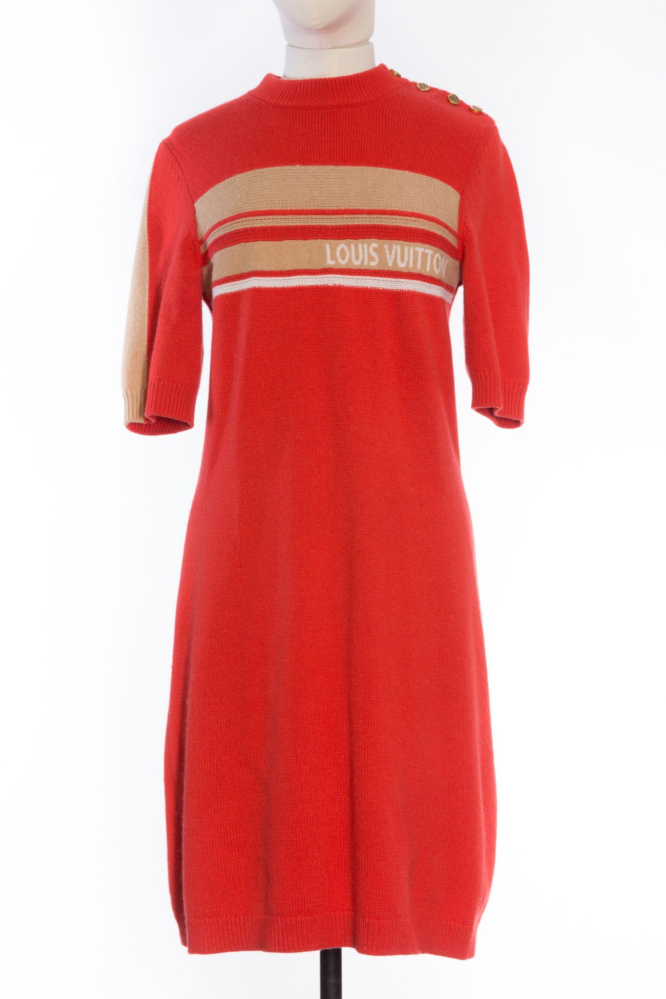 Louis Vuitton Cashmere Knitted Mini Dress in Red