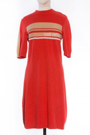 Louis Vuitton Cashmere Knitted Mini Dress in Red