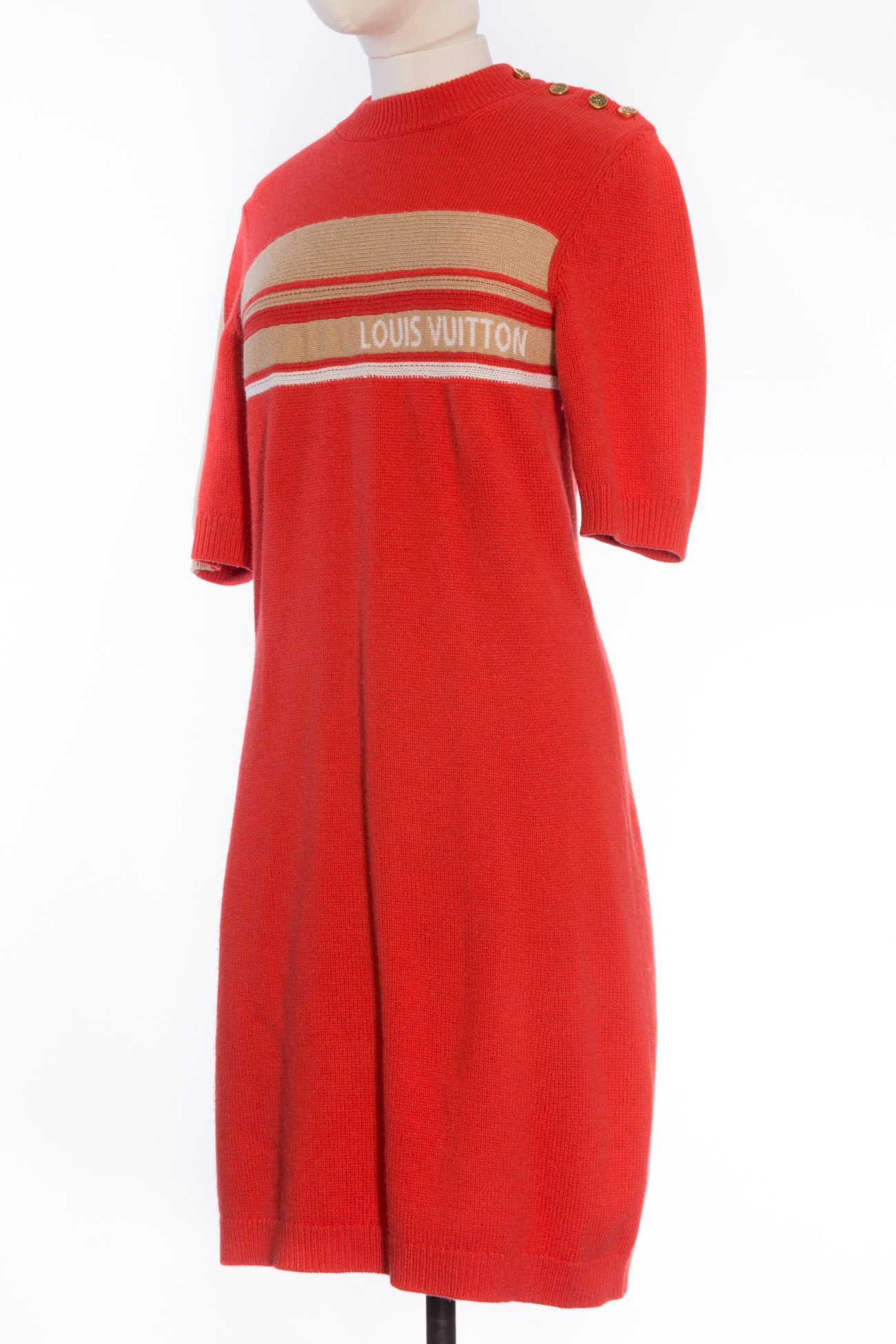Louis Vuitton Cashmere Knitted Mini Dress in Red