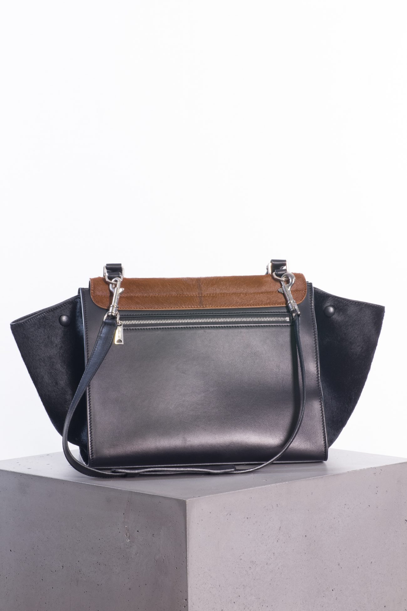 Celine Dark Brown Calf Hair Trapeze Bag
