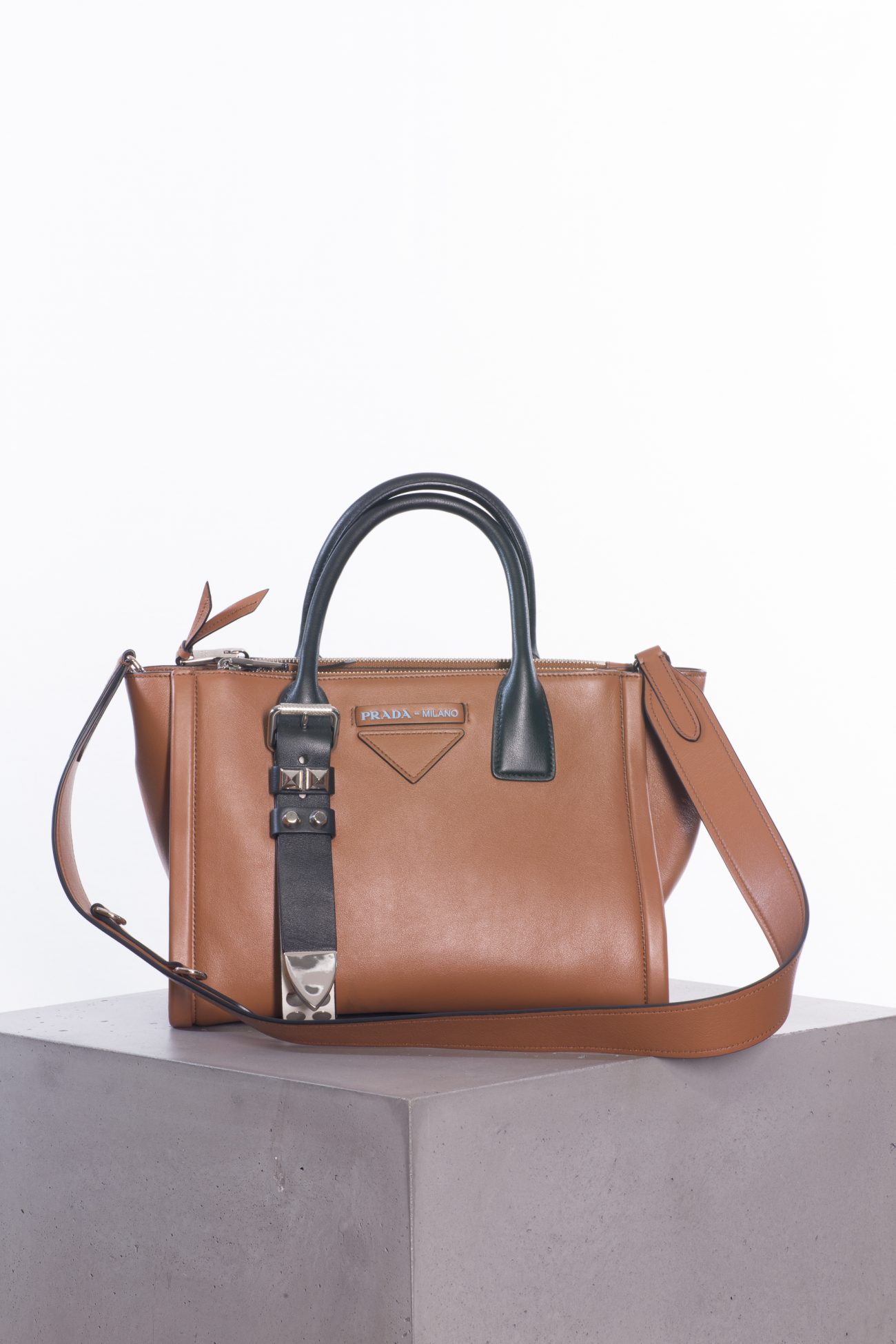 Prada Calfskin Cognac Grace Lux Concept Satchel