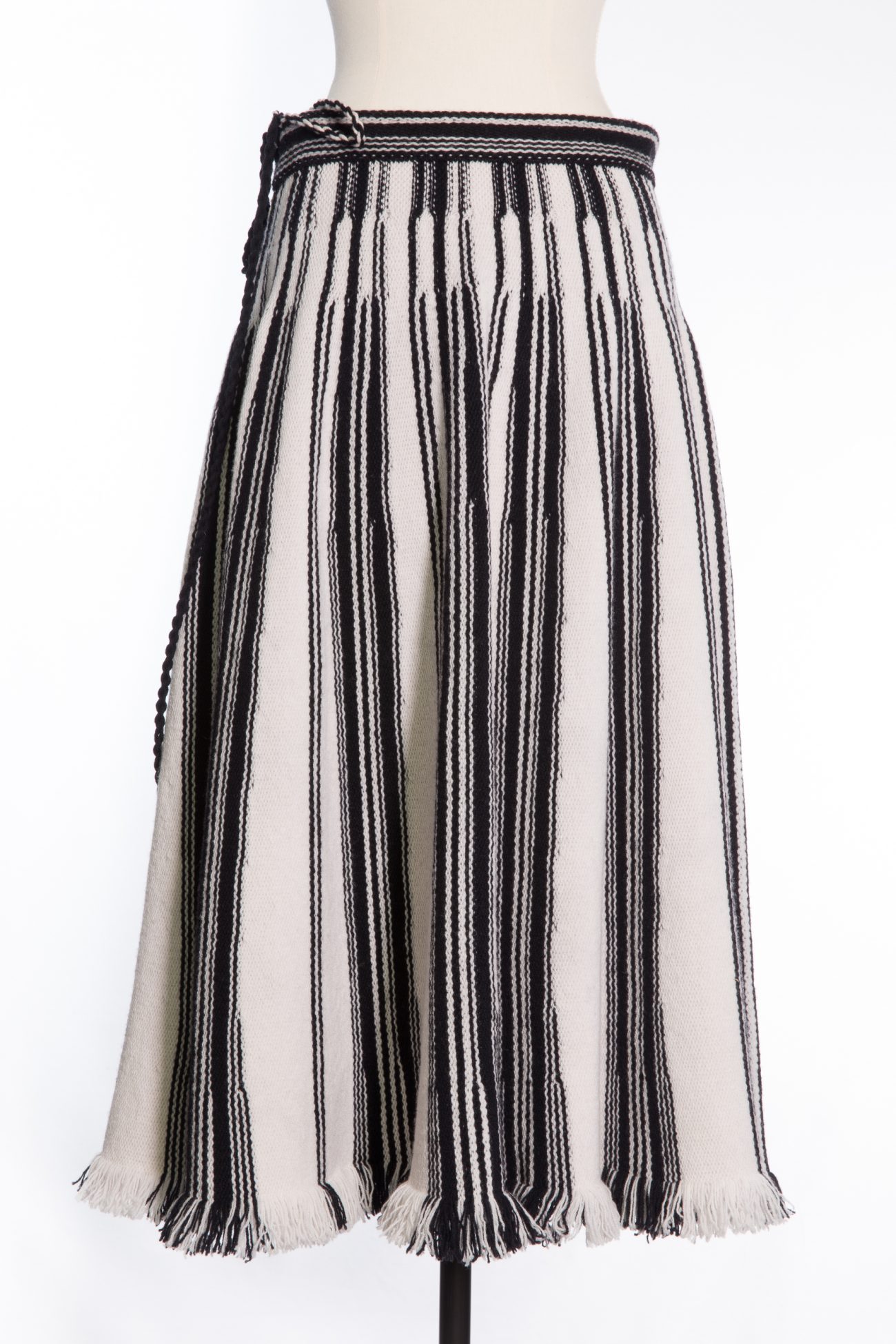 christian dior striped black and white wool skirt