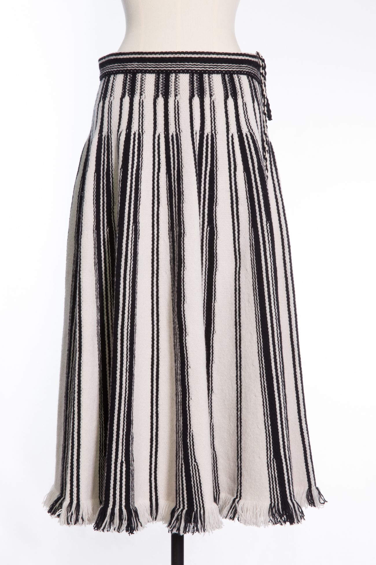 christian dior striped black and white wool skirt