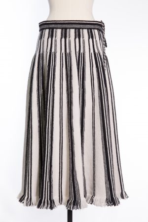 christian dior striped black and white wool skirt