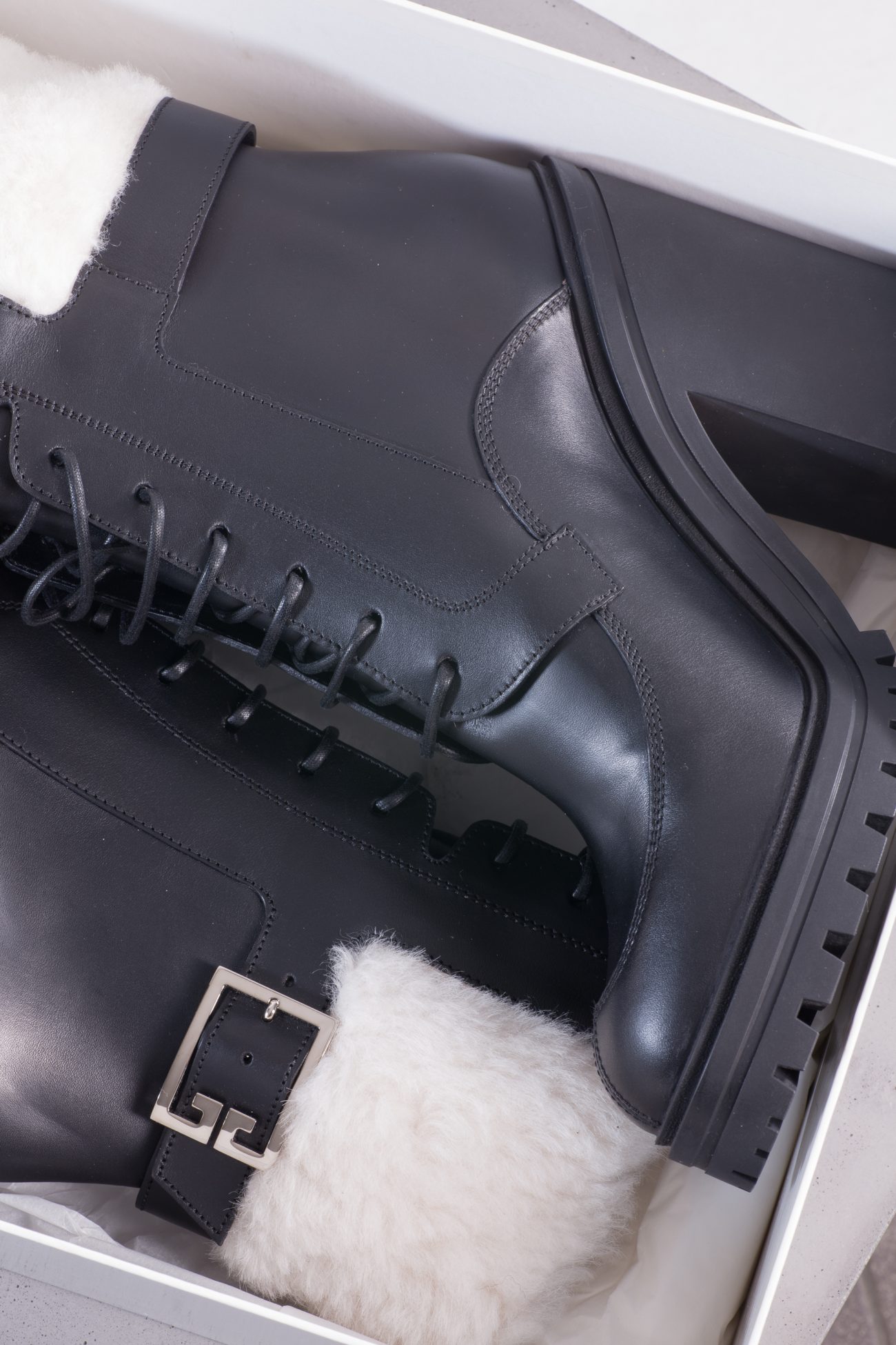 Givenchy Aviator shearling-trimmed leather ankle boots in black