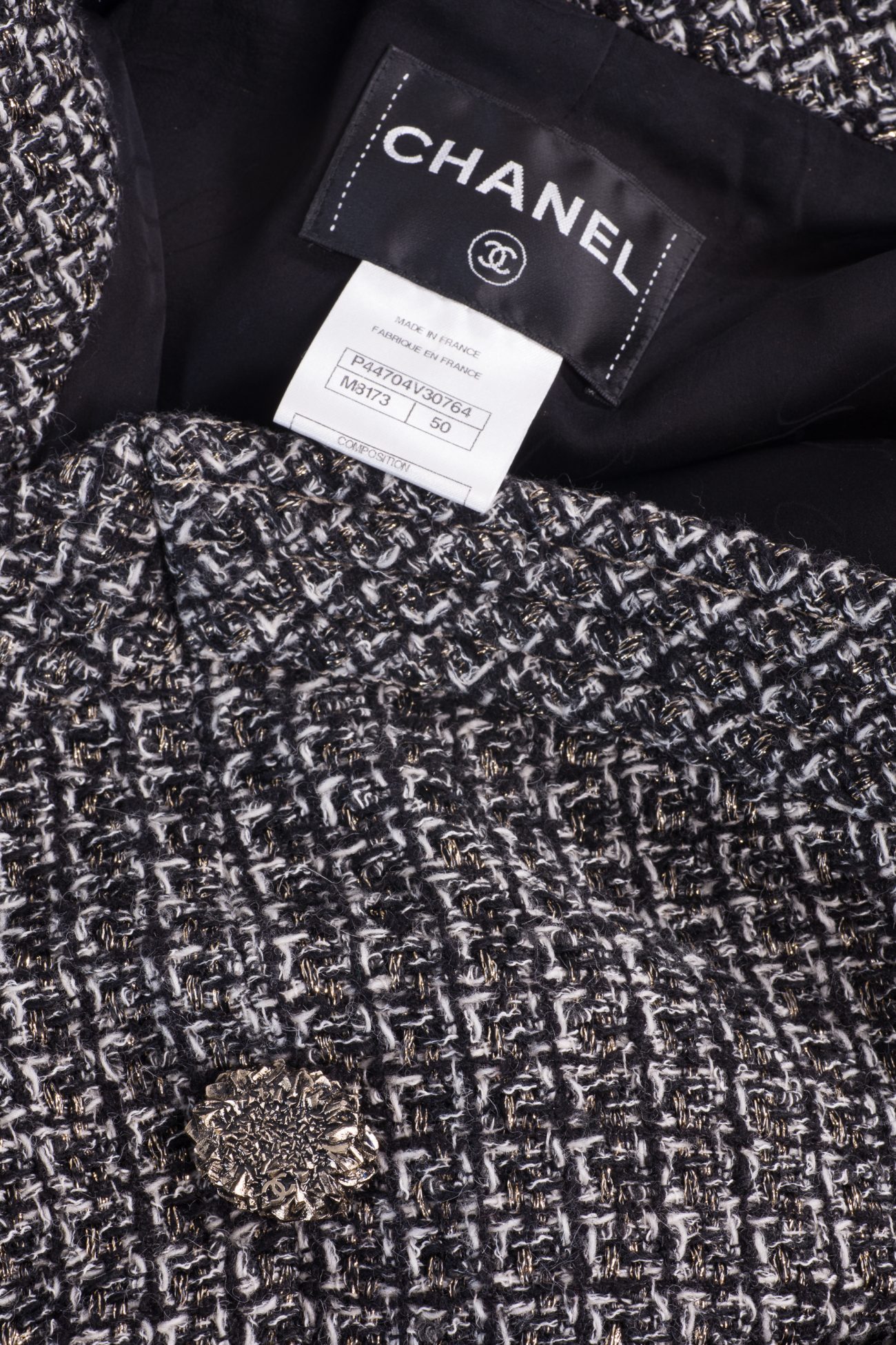 Chanel Gold and black  jacket with CC-logo buttons