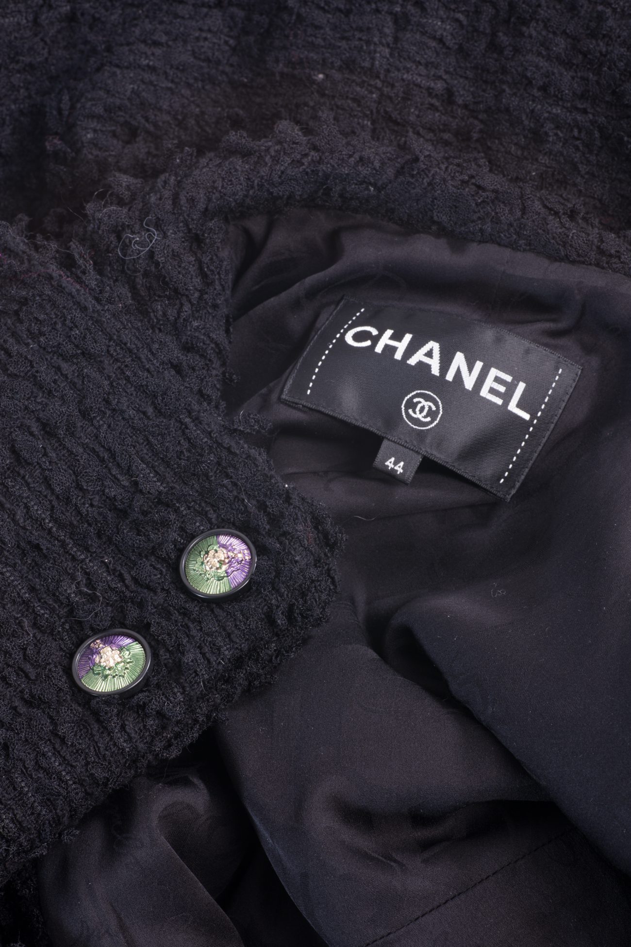 Chanel Classic Jacket with CC-logo Buttons in Black