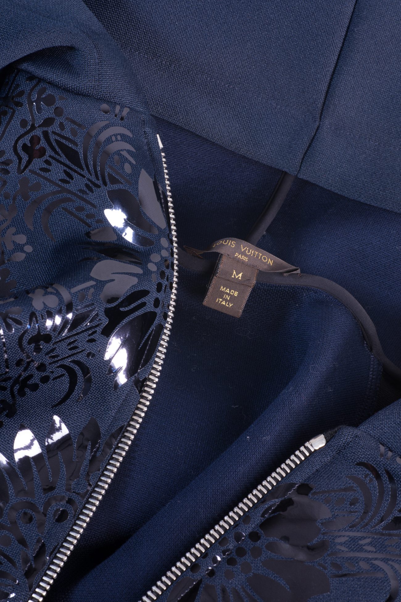 Louis Vuitton Hoodie with vernis leather flower appliqué