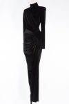 Alexandre Vauthier Ruched Crystal-embellished Stretch-velvet Turtleneck Gown in Black