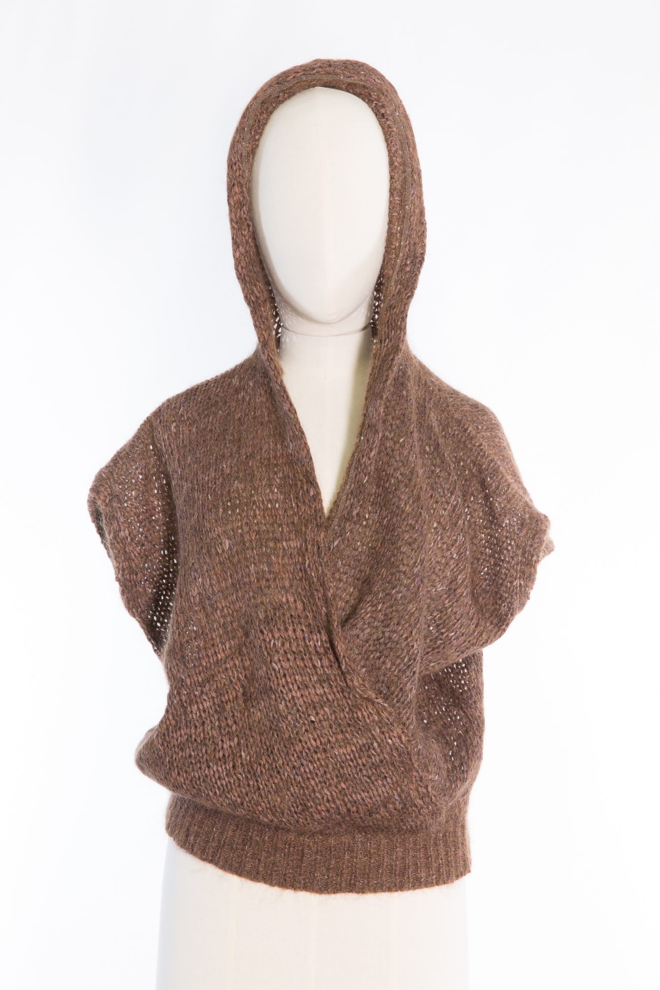 Brunello Cucinelli Sweater-vest  with hood and monili