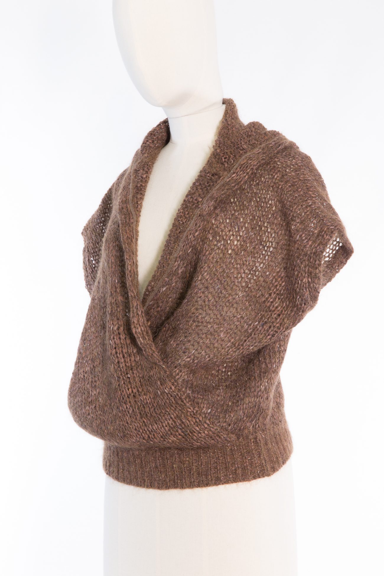 Brunello Cucinelli Sweater-vest  with hood and monili