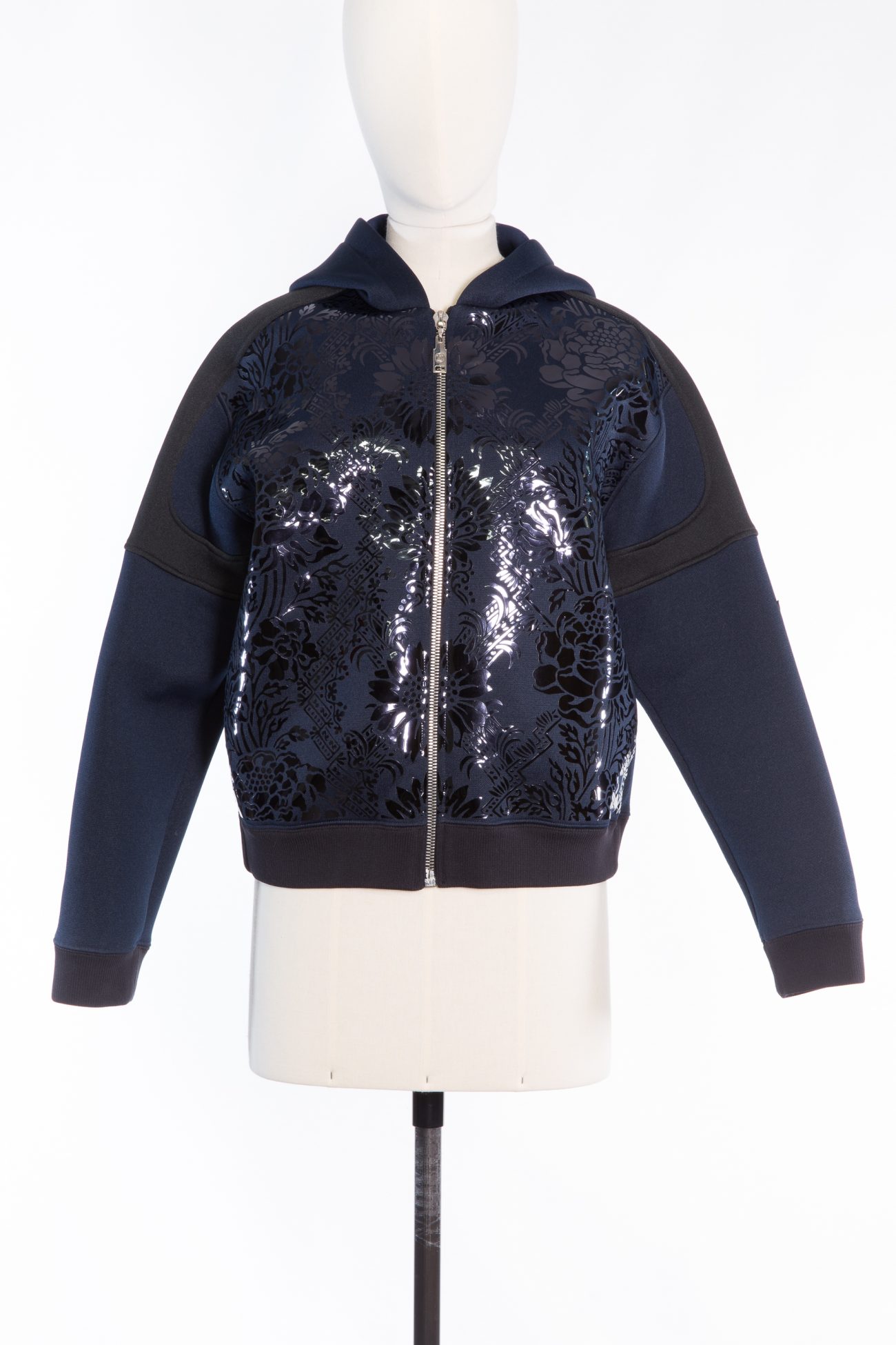 Louis Vuitton Hoodie with vernis leather flower appliqué