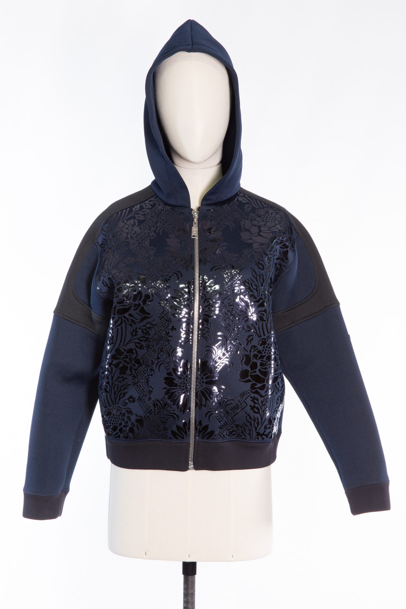 Louis Vuitton Hoodie with vernis leather flower appliqué