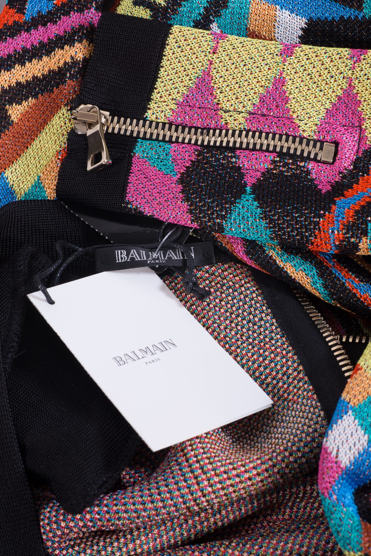 Balmain Multicolor geometric jacquard knit bodycon dress